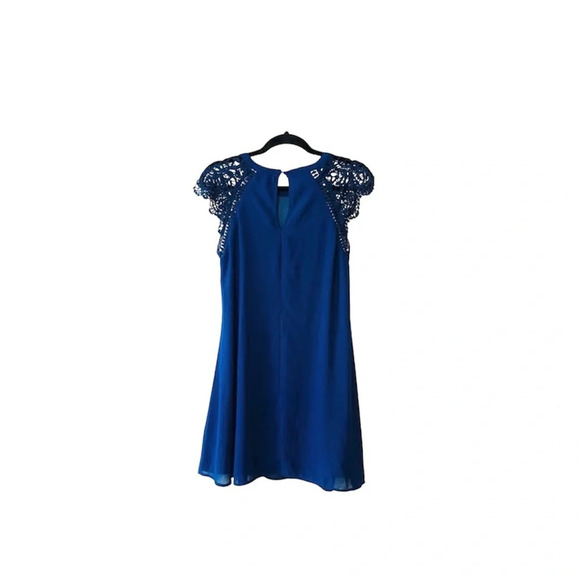 Altar’d State Navy Blue Crochet Sleeve Lined Mini Dress Small Women’s - Picture 6 of 10